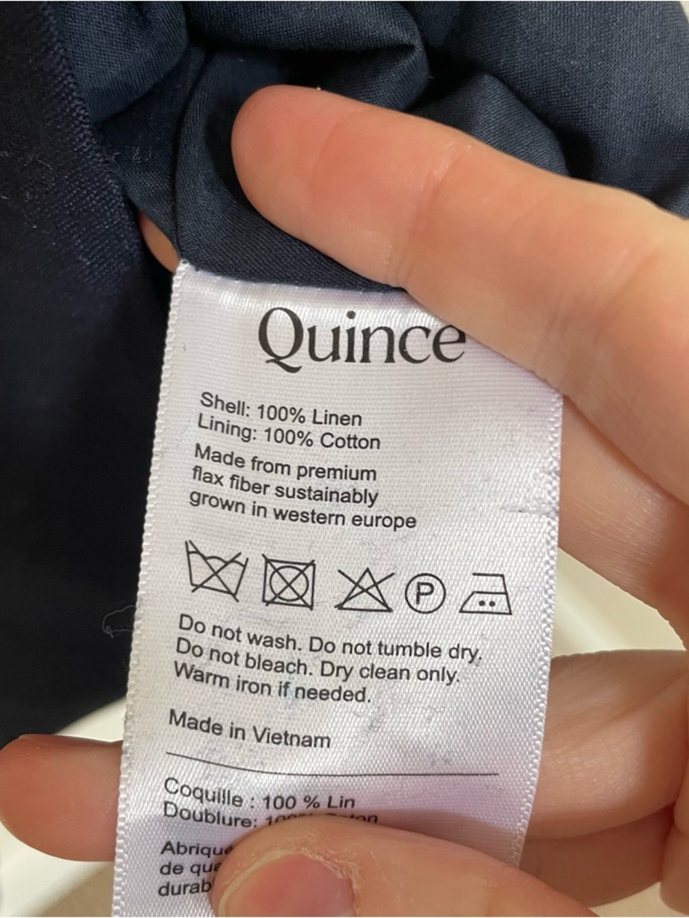 NWT Quince 100% European Linen Relaxed Double-Breasted Blazer True Navy $100 - Picture 4 of 6